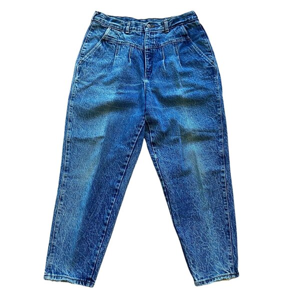 Vintage 80s Chic Jeans Women's 32 Stone Wash Tapered High Waist Blue Denim Retro - Picture 1 of 8